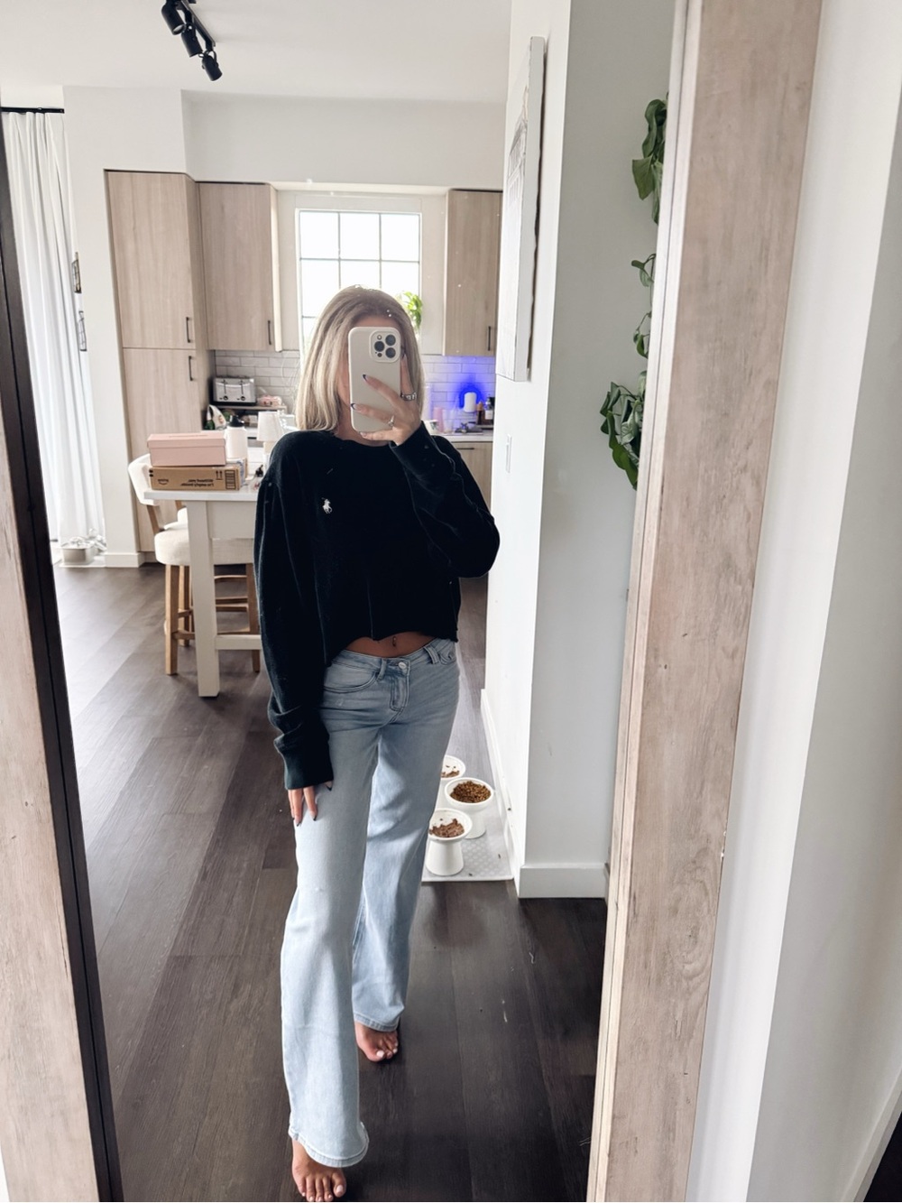 Polo Ralph Lauren Navy Cropped Sweater (Size Large)